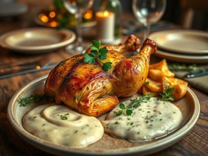 Herbed Chicken Airfryer with Garlic Cream Sauce