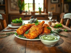 Airfryer Chicken with French Herb Sauce