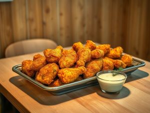 Spicy Airfryer Fried Chicken with Tahini Sauce