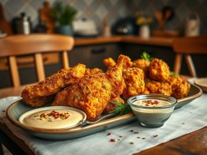 Fried Chicken Airfryer with Spicy Tahini Sauce