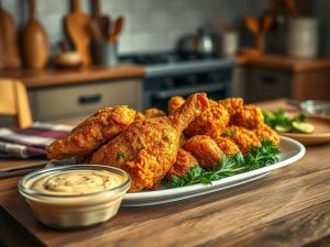 Fried Chicken Airfryer with Spicy Tahini Sauce